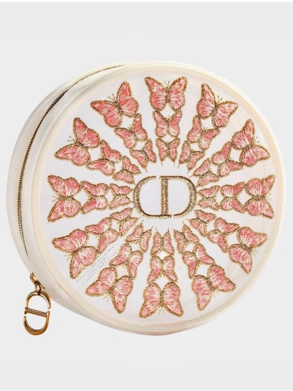 Dior Beauty Mother’s Day Embroidered Butterflies Round Pouch Makeup Bag New